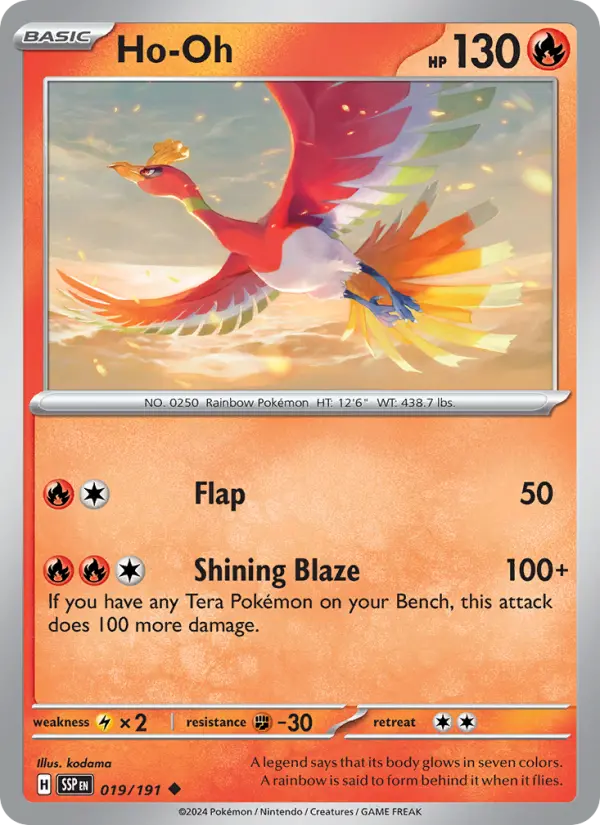 Ho-Oh Pokemon card #019/191 from Surging Sparks