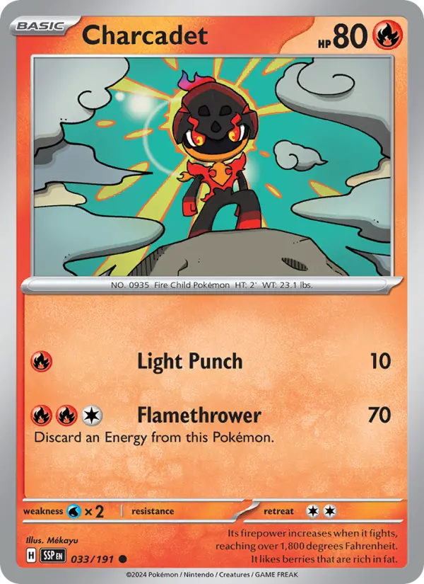Charcadet Pokemon card #033/191 from Surging Sparks