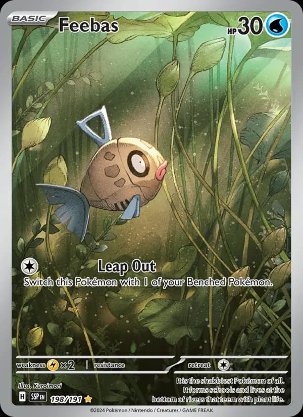 Feebas Pokemon card #198/191 from Surging Sparks