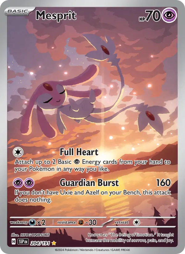Mesprit Pokemon card #204/191 from Surging Sparks