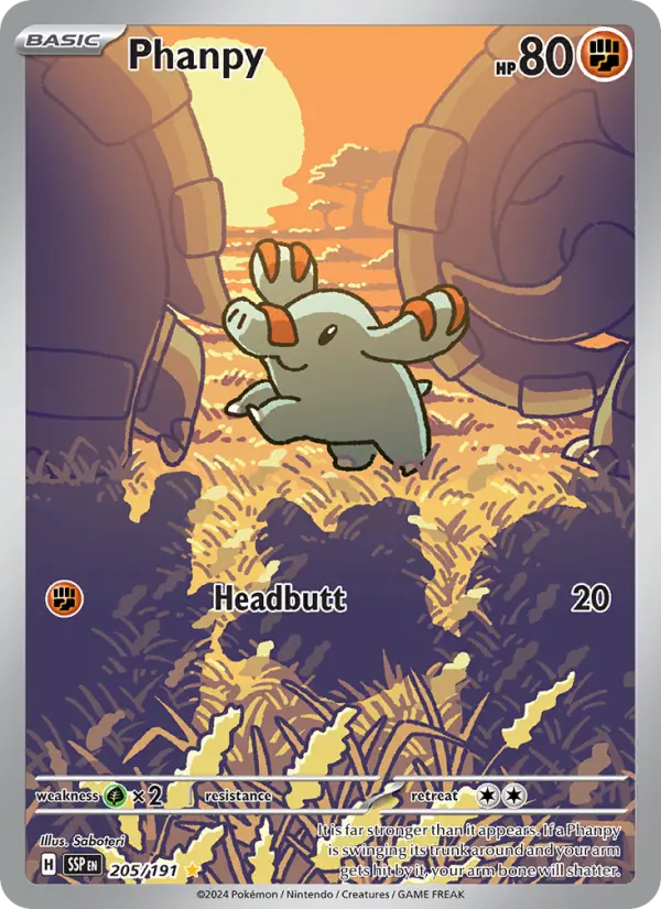 Phanpy Pokemon card #205/191 from Surging Sparks