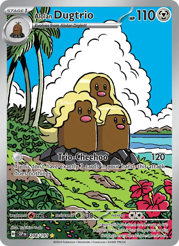 Alolan Dugtrio Pokemon card #208/191 from Surging Sparks