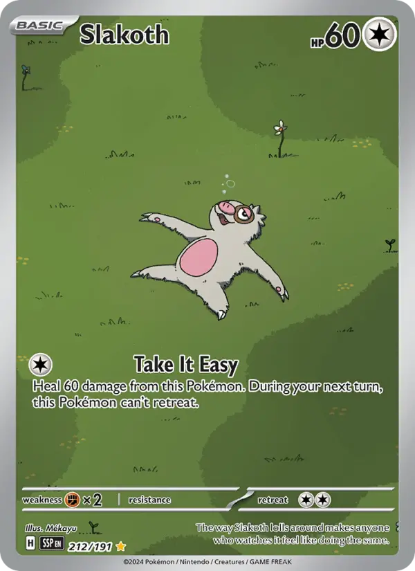 Slakoth Pokemon card #212/191 from Surging Sparks