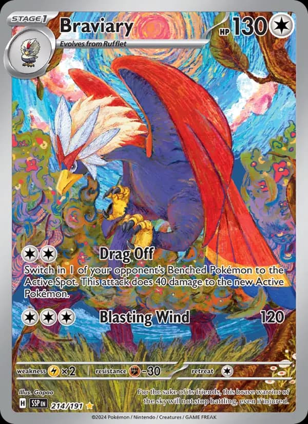 Braviary Pokemon card #214/191 from Surging Sparks