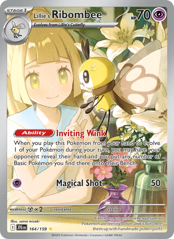 Lillie's Ribombee Pokemon card #164/159 from Journey Together