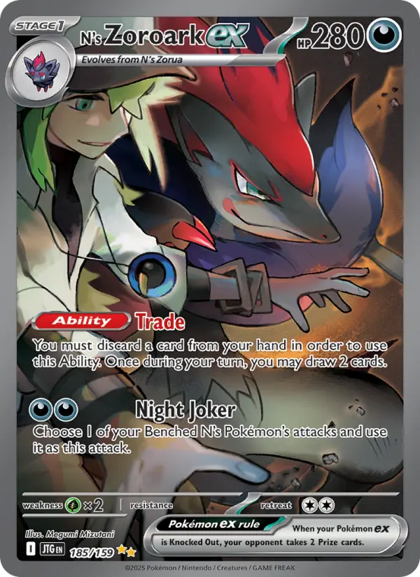 N's Zoroark ex Pokemon card #185/159 from Journey Together