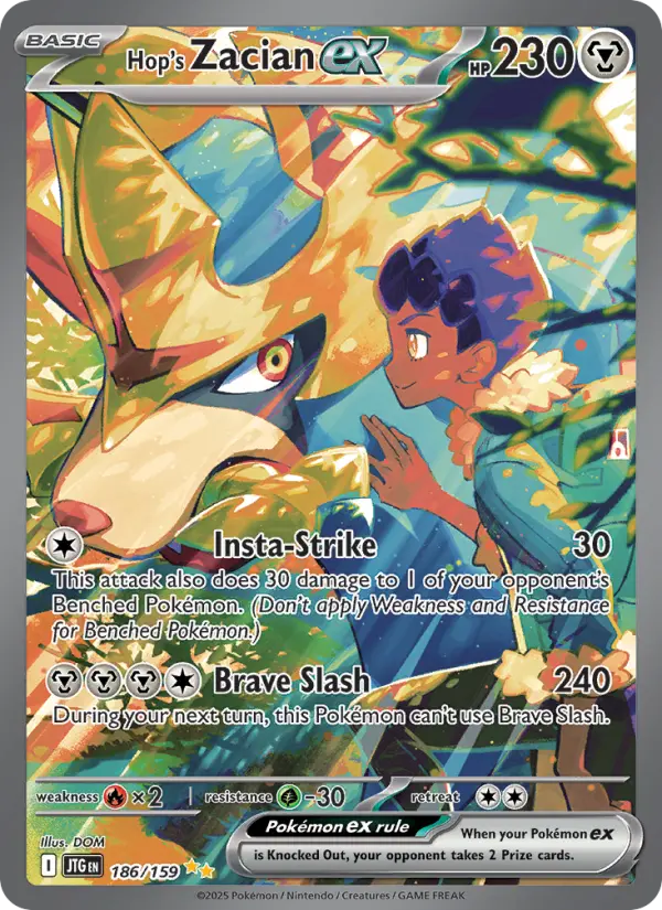 Hop's Zacian ex Pokemon card #186/159 from Journey Together
