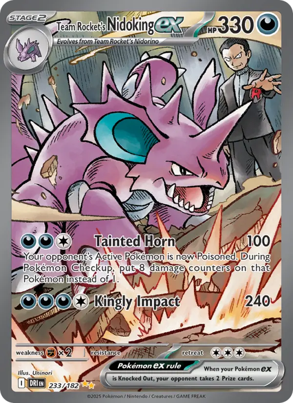 Team Rocket's Nidoking ex Pokemon card #233/182 from Destined Rivals