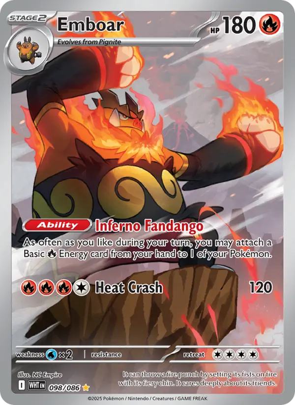 Emboar Pokemon card #098/86 from White Flare