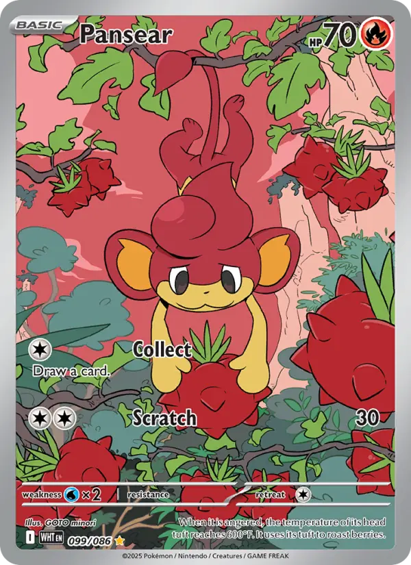 Pansear Pokemon card #099/86 from White Flare