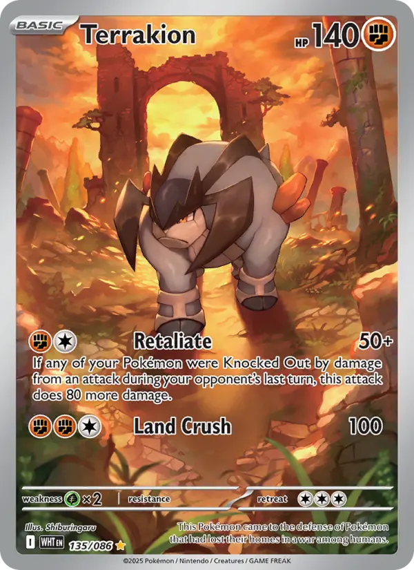 Terrakion Pokemon card #135/86 from White Flare