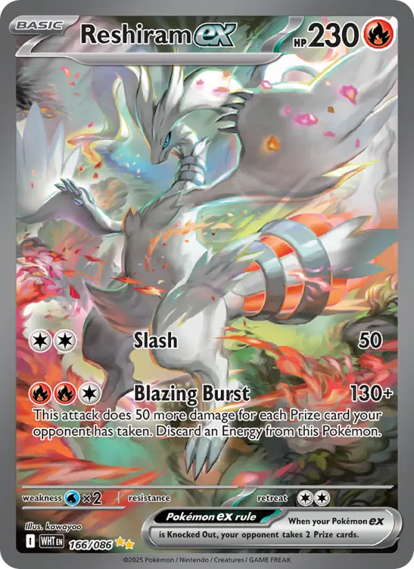 Reshiram ex Pokemon card #166/86 from White Flare