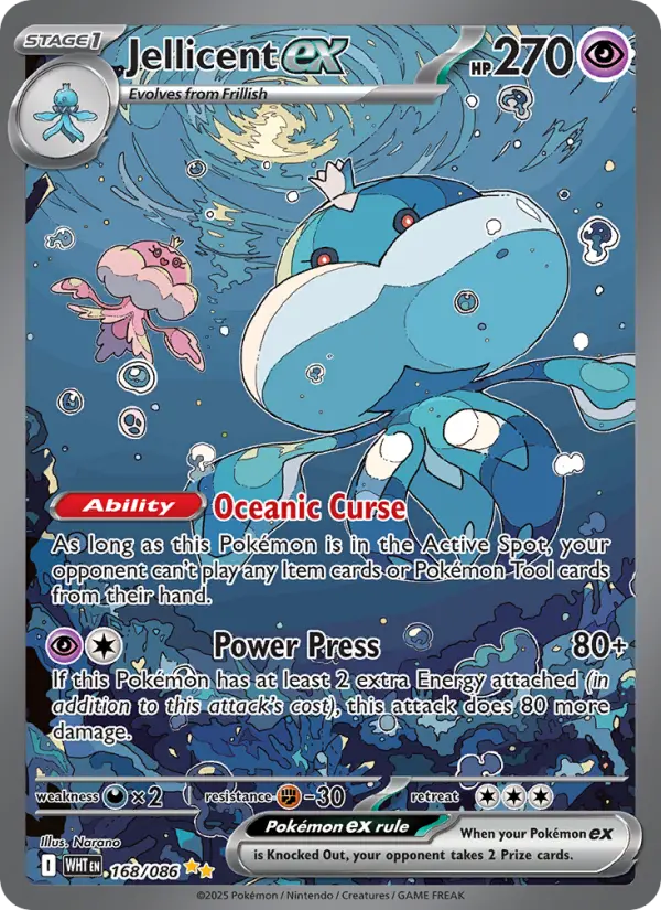 Jellicent ex Pokemon card #168/86 from White Flare