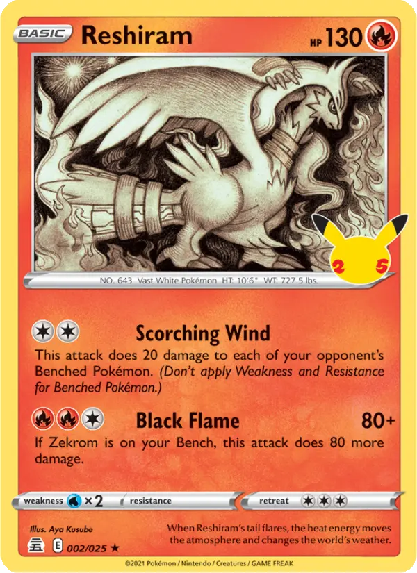 Reshiram Pokemon card #2/25 from Celebrations