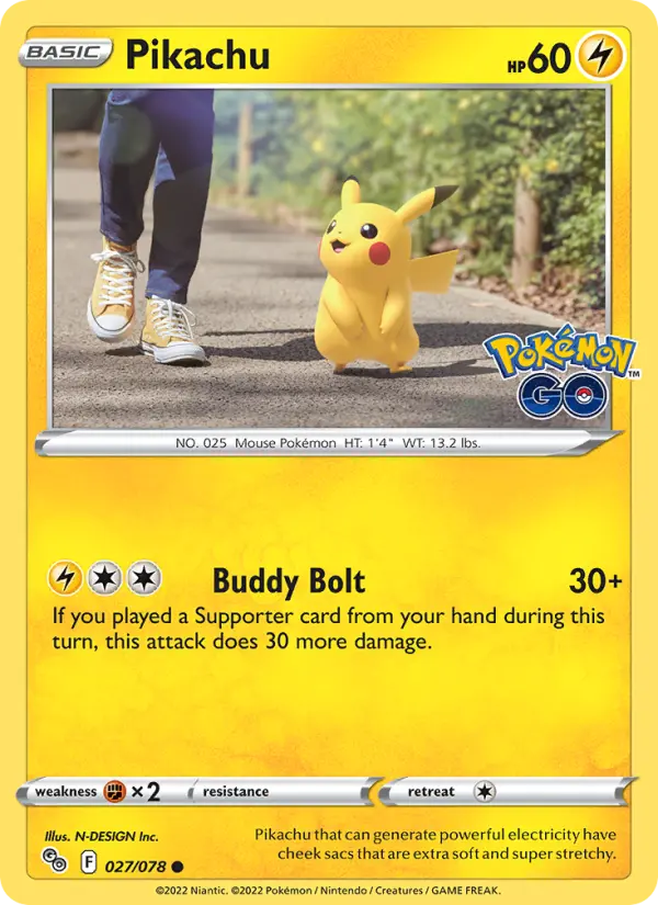 Pikachu Pokemon card #027/78 from Pokémon GO