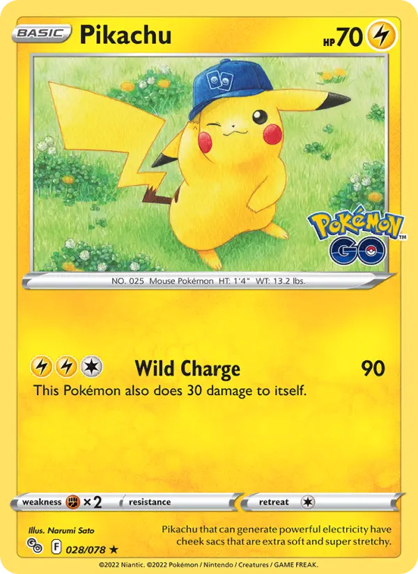 Pikachu Pokemon card #028/78 from Pokémon GO