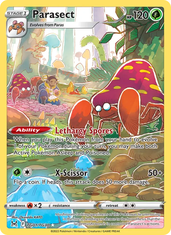 Parasect Pokemon card #TG01/196 from Lost Origin