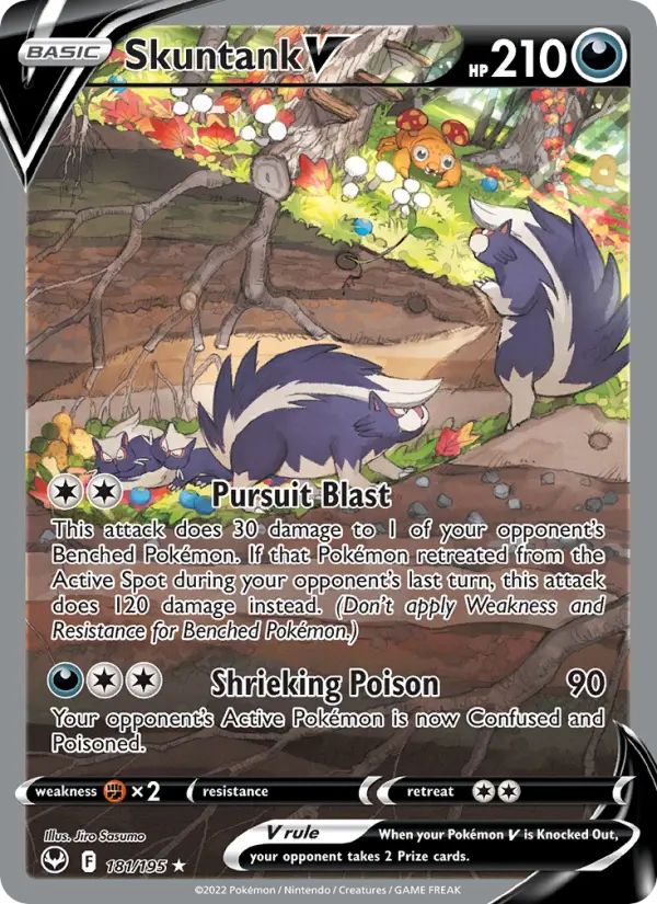 Skuntank V Pokemon card #181/195 from Silver Tempest