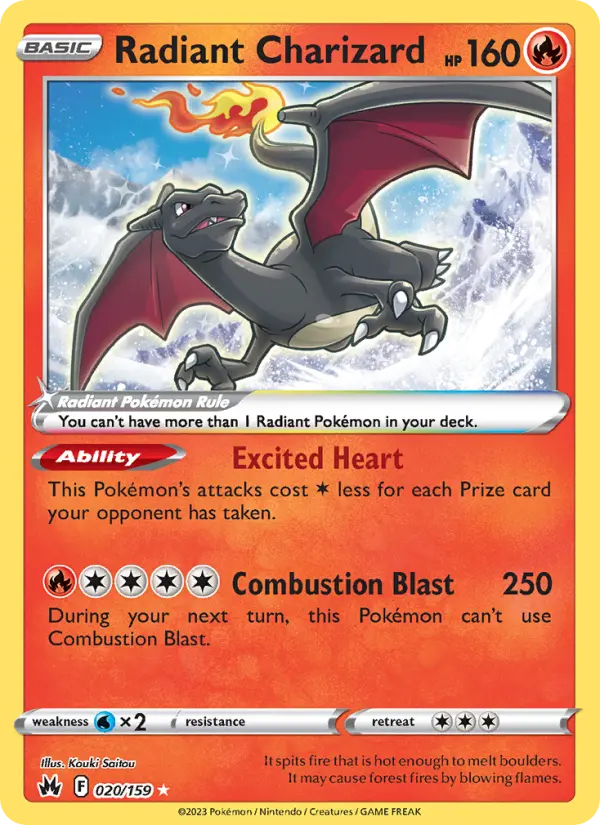 Radiant Charizard Pokemon card #020/159 from Crown Zenith
