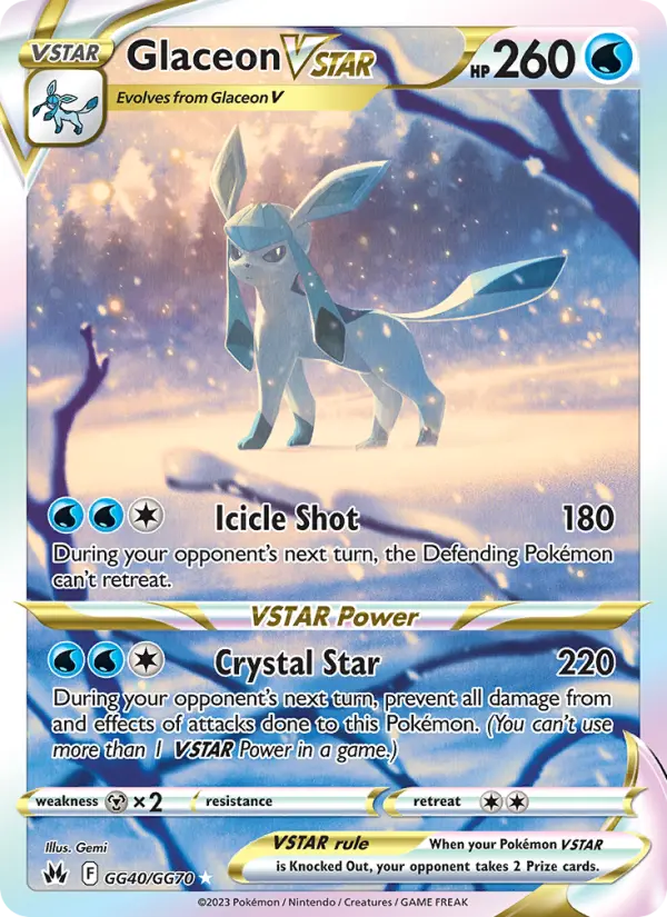 Glaceon VSTAR Pokemon card #GG40/159 from Crown Zenith
