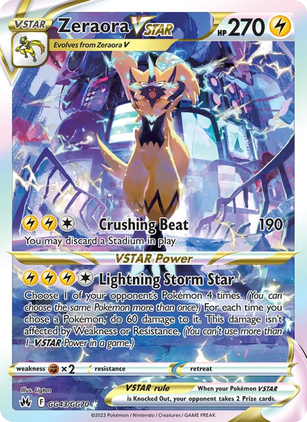 Zeraora VSTAR Pokemon card #GG43/159 from Crown Zenith