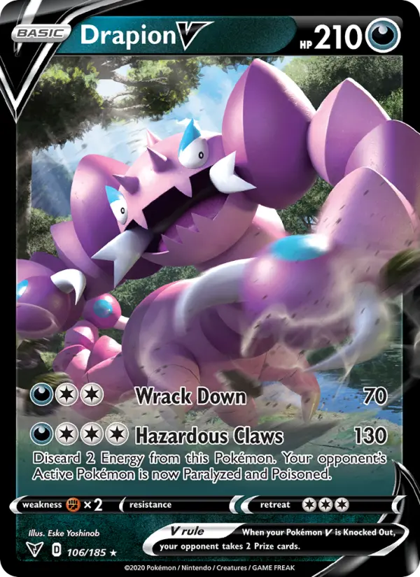 Drapion V Pokemon card #106/185 from Vivid Voltage