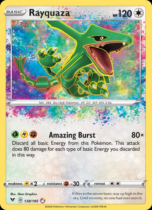 Rayquaza Pokemon card #138/185 from Vivid Voltage