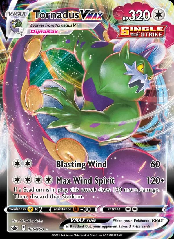 Tornadus VMAX Pokemon card #125/198 from Chilling Reign