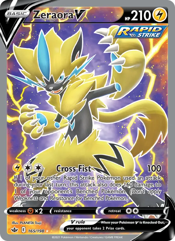 Zeraora V Pokemon card #165/198 from Chilling Reign
