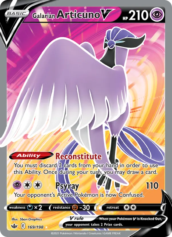 Galarian Articuno V Pokemon card #169/198 from Chilling Reign