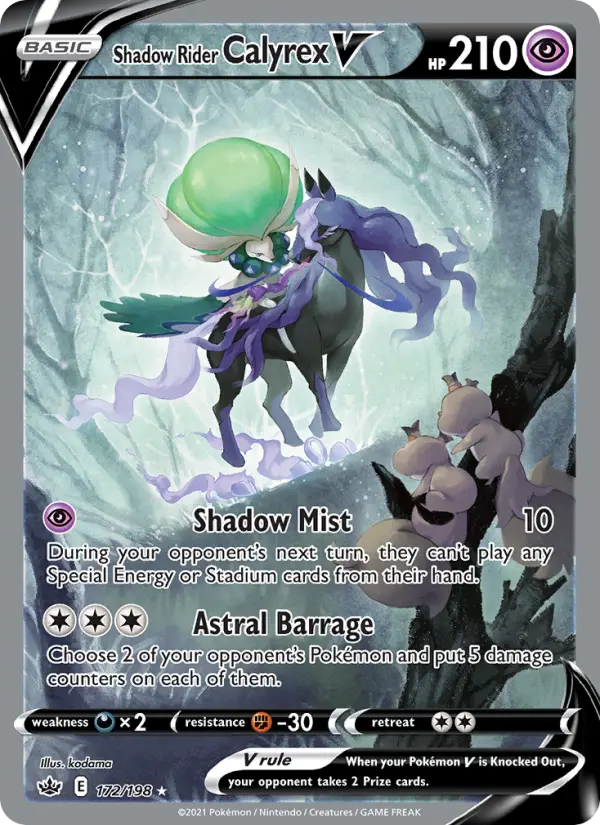 Shadow Rider Calyrex V Pokemon card #172/198 from Chilling Reign
