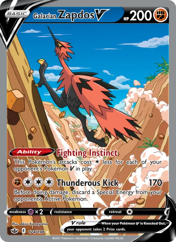 Galarian Zapdos V Pokemon card #174/198 from Chilling Reign