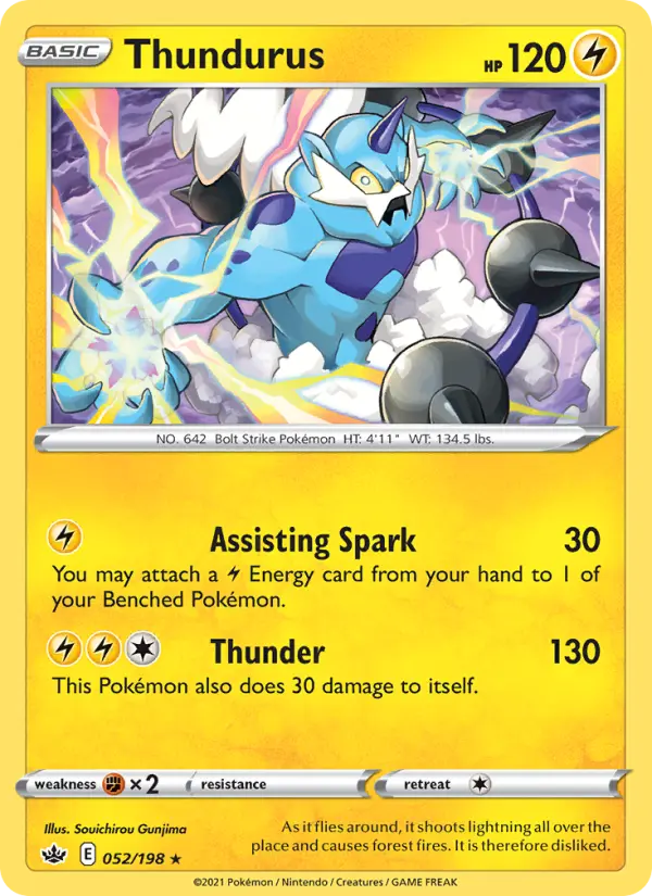 Thundurus Pokemon card #52/198 from Chilling Reign