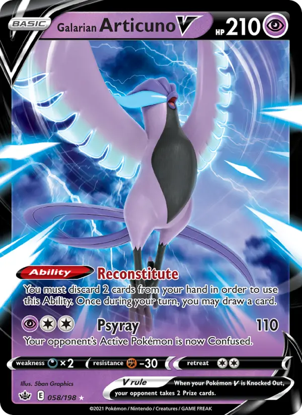 Galarian Articuno V Pokemon card #58/198 from Chilling Reign