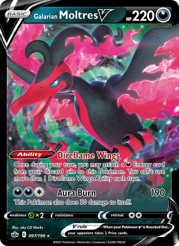 Galarian Moltres V Pokemon card #97/198 from Chilling Reign