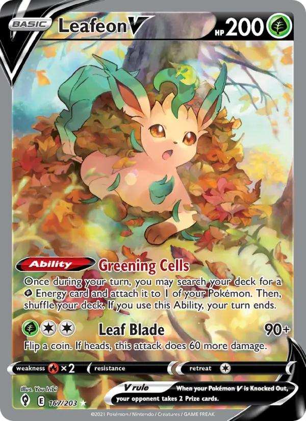 Leafeon V Pokemon card #167/203 from Evolving Skies