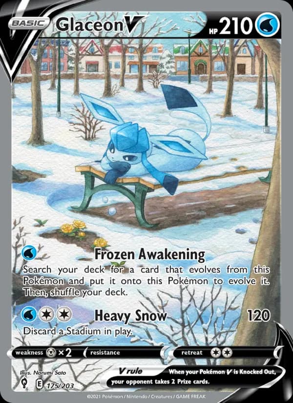 Glaceon V Pokemon card #175/203 from Evolving Skies