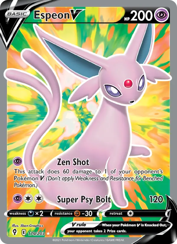 Espeon V Pokemon card #179/203 from Evolving Skies