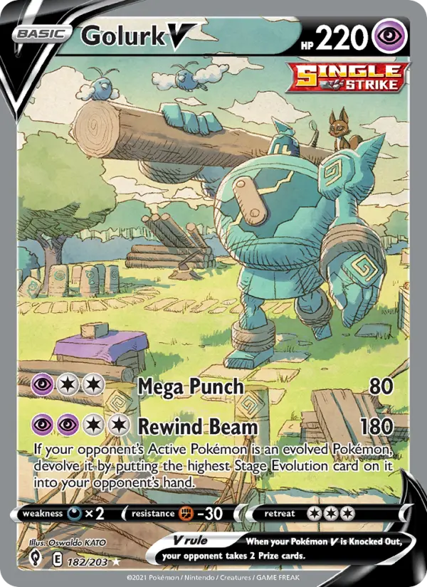 Golurk V Pokemon card #182/203 from Evolving Skies