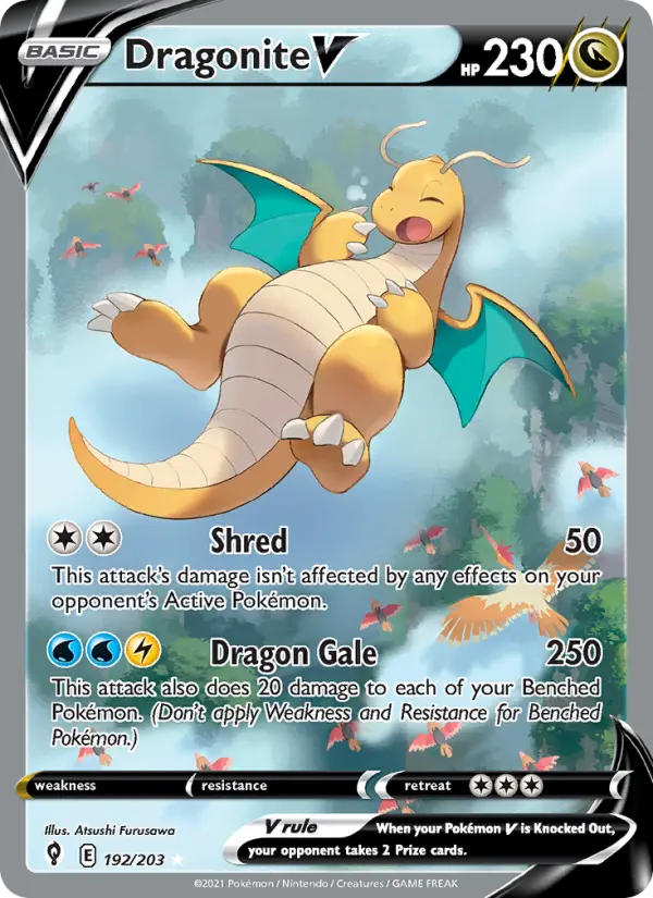 Dragonite V Pokemon card #192/203 from Evolving Skies