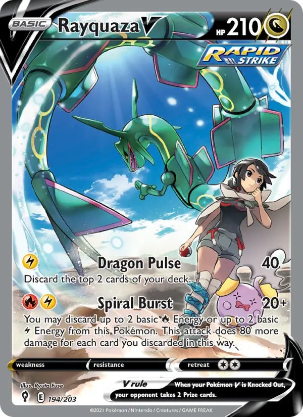 Rayquaza V Pokemon card #194/203 from Evolving Skies