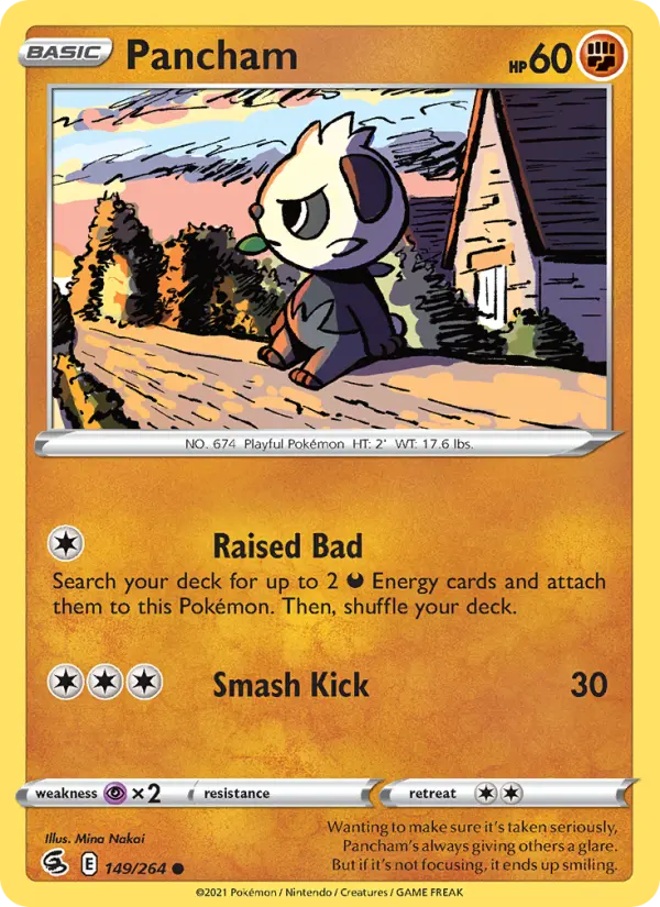 Pancham Pokemon card #149/264 from Fusion Strike