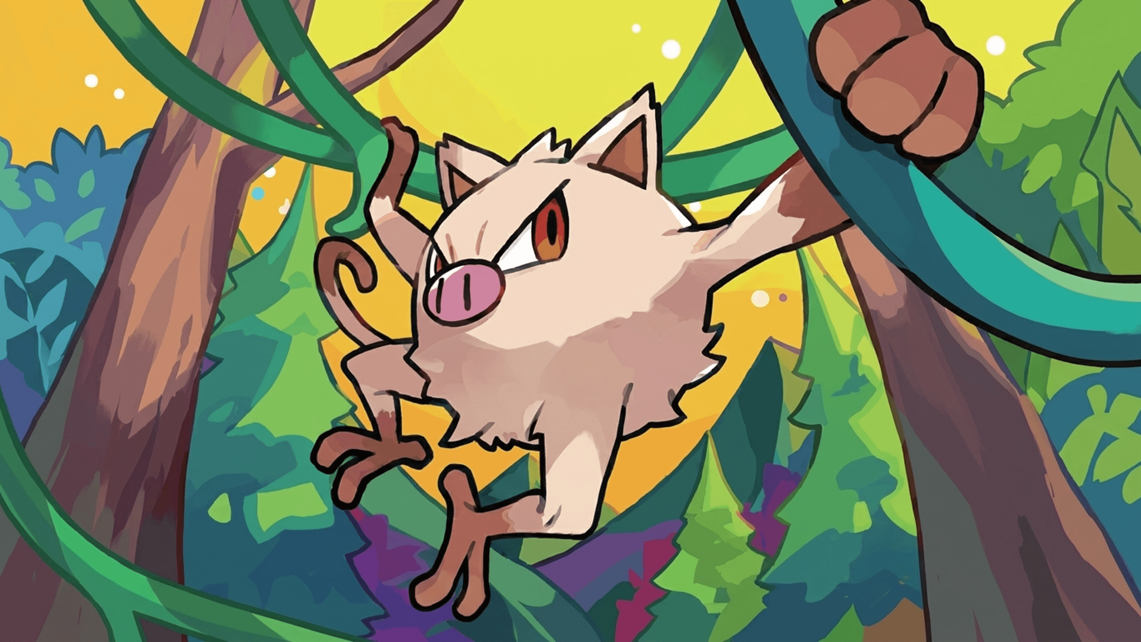 Mankey desktop wallpaper - Paldea Evolved Pokemon card art