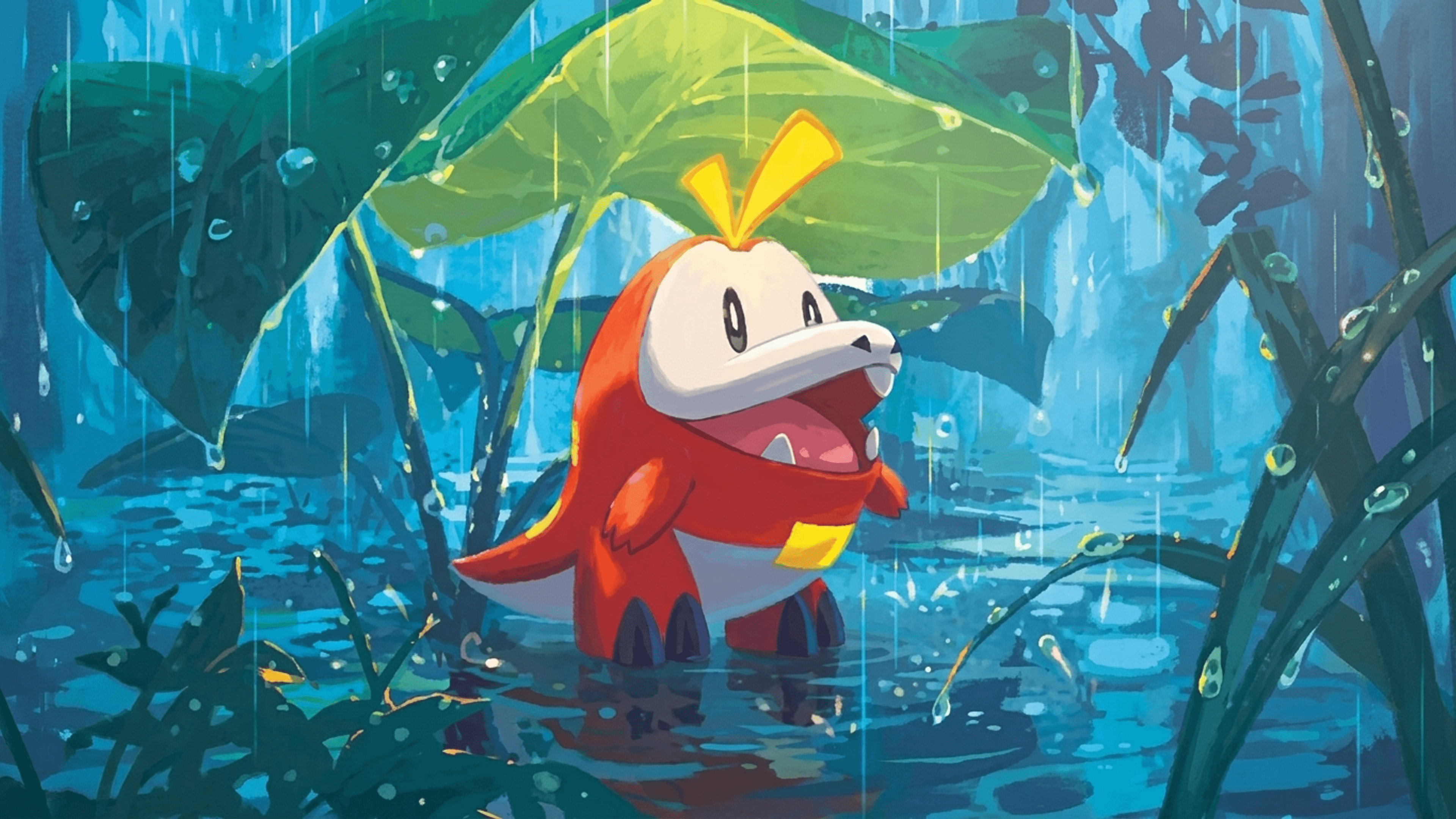 Fuecoco desktop wallpaper - Paradox Rift Pokemon card art