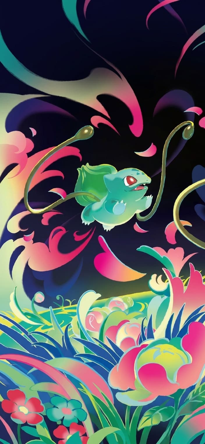 Bulbasaur phone wallpaper - Mega Evolution Pokemon card art