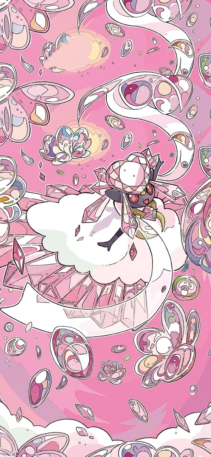 Mega Diancie ex 282/217 phone wallpaper - Ascended Heroes Pokemon card art