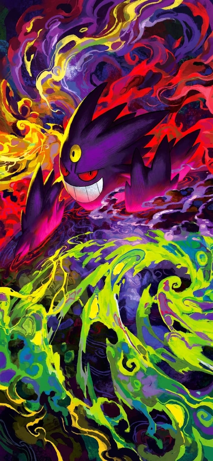 Mega Gengar ex 284/217 phone wallpaper - Ascended Heroes Pokemon card art