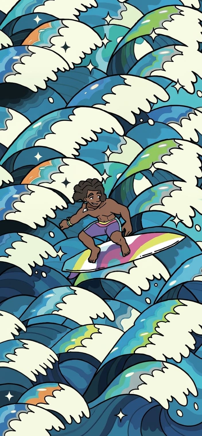 Surfer phone wallpaper - Ascended Heroes Pokemon card art