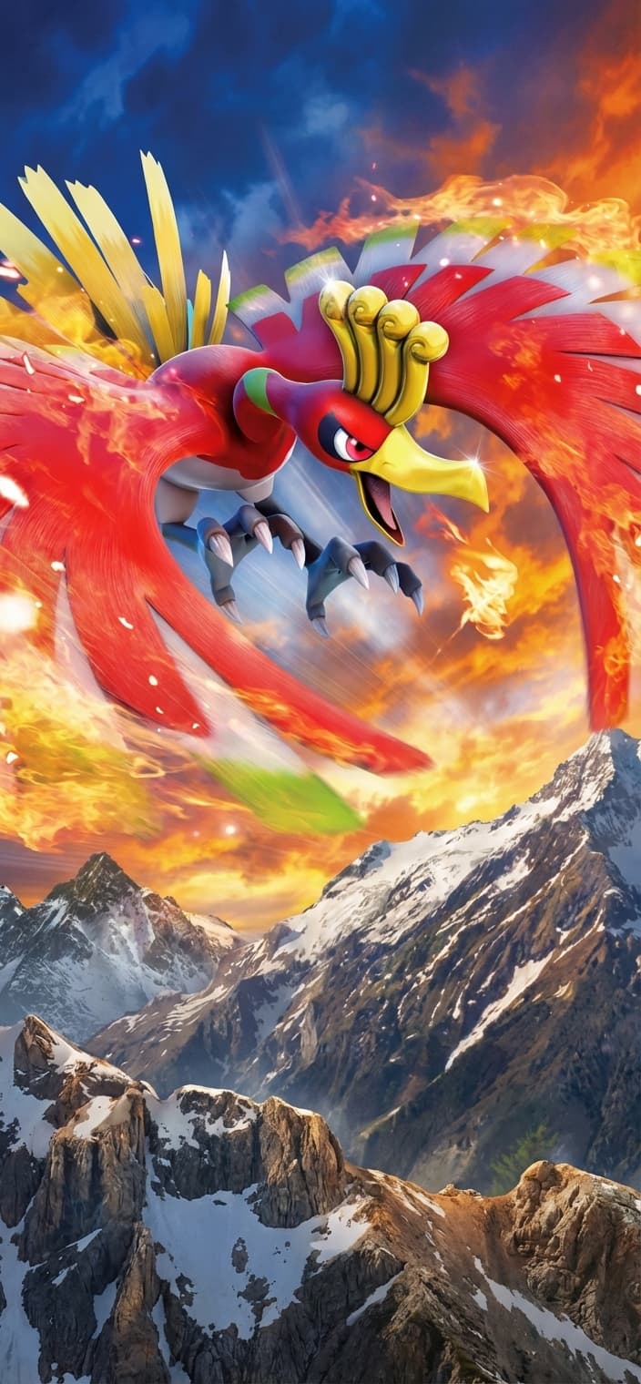 Ho-Oh GX phone wallpaper - SM Black Star Promos Pokemon card art