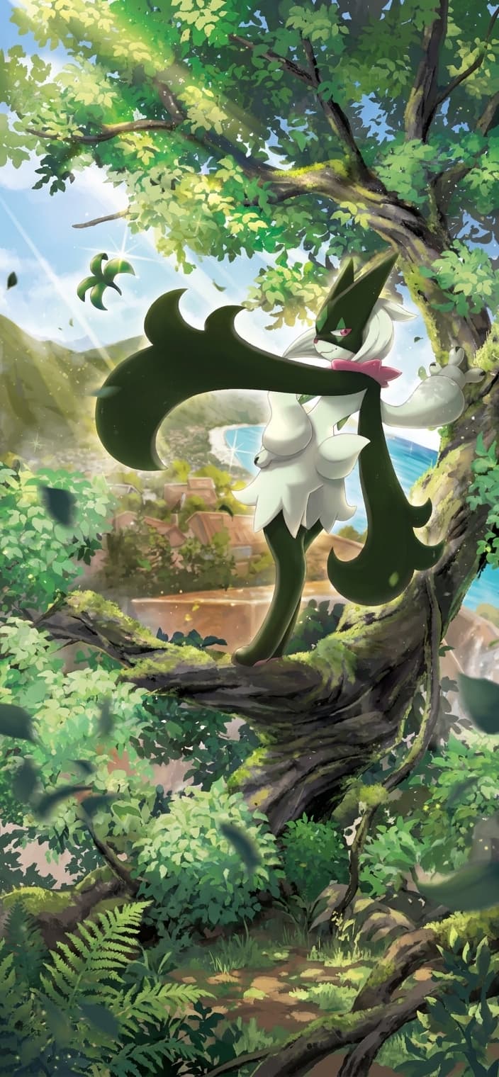 Meowscarada ex 256/193 phone wallpaper - Paldea Evolved Pokemon card art